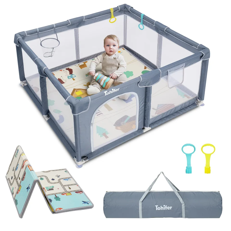 A child seated inside the TOHIFER playpen
